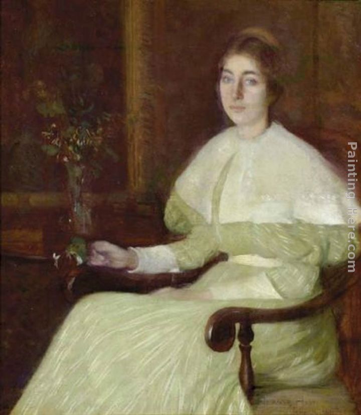 Portrait of Adeline Pond Adams Seated in an Interior painting - William Howard Hart Portrait of Adeline Pond Adams Seated in an Interior art painting
